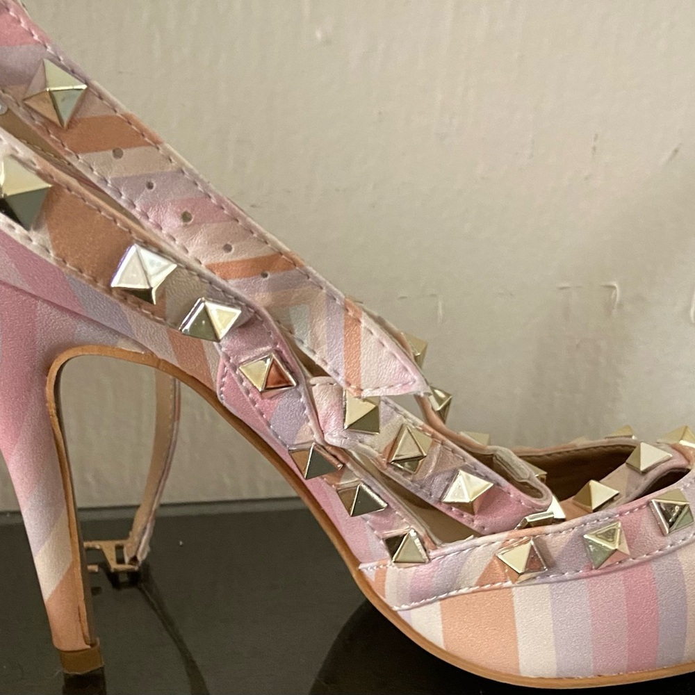 Chic Striped Heels with Studs